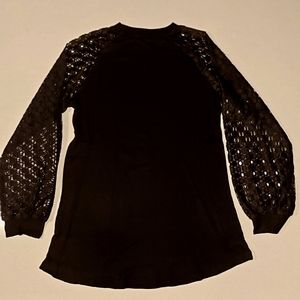 Lace Sleeve Waffle Knit Sweater